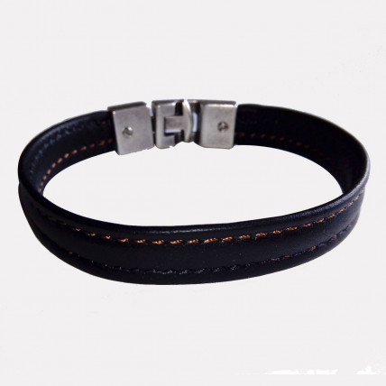 Bracelet en cuir Homme | BORIS CUIR NOIR