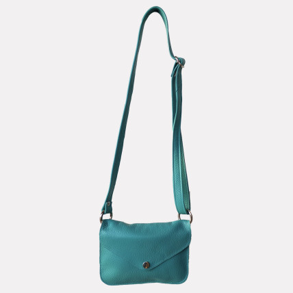 Sac Bandoulière en cuir | BRUNE BIS CUIR TURQUOISE