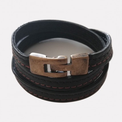 Bracelet en cuir Homme | BASTIAN CUIR NOIR