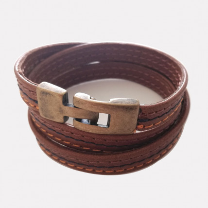 Bracelet en cuir Homme | BASTIAN CUIR MARRON CIRÉ