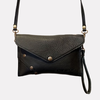 Pochette en cuir Femme | PANACHE CUIR NOIR PATCHWORK