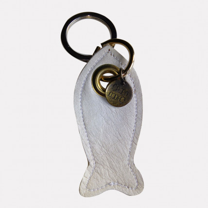 Porte Clefs en cuir | POISSON BLANC IRISE