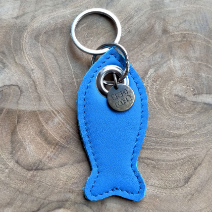 Porte Clefs en cuir | POISSON BLEU