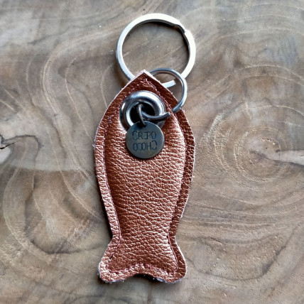 Porte Clefs en cuir | POISSON CUIVRE