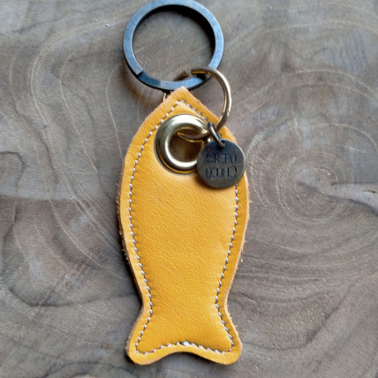 Porte Clefs en cuir | POISSON JAUNE