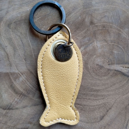 Porte Clefs en cuir | POISSON JAUNE DORE