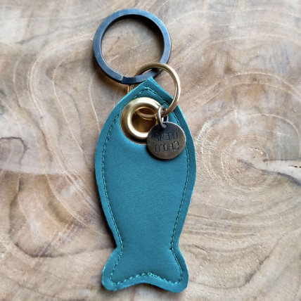 Porte Clefs en cuir | POISSON VERT