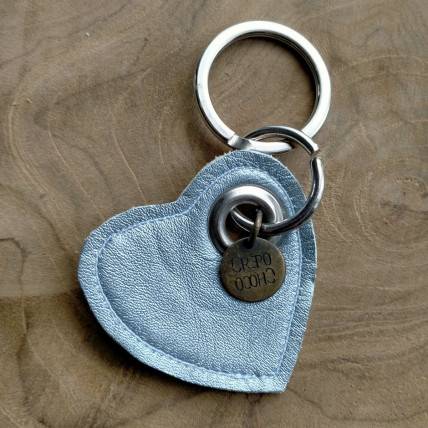 Porte Clefs en cuir | COEUR ARGENT