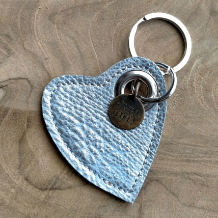 Porte Clefs en cuir | COEUR ARGENT MARTELE