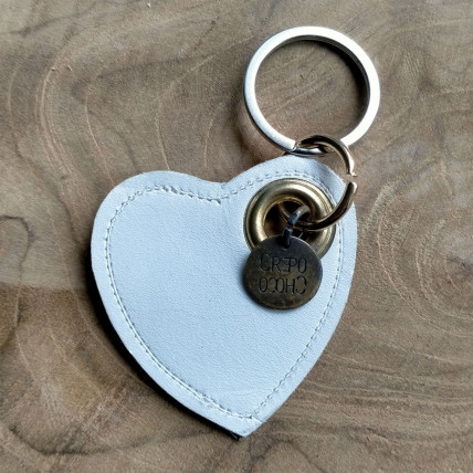 Porte Clefs en cuir | COEUR BLANC