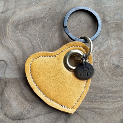 Porte Clefs en cuir | COEUR JAUNE