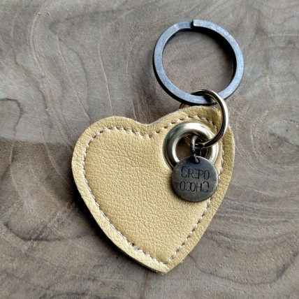 Porte Clefs en cuir | COEUR JAUNE DORE